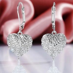 Silver Heart / Angel Wing Rhinestone Earrings